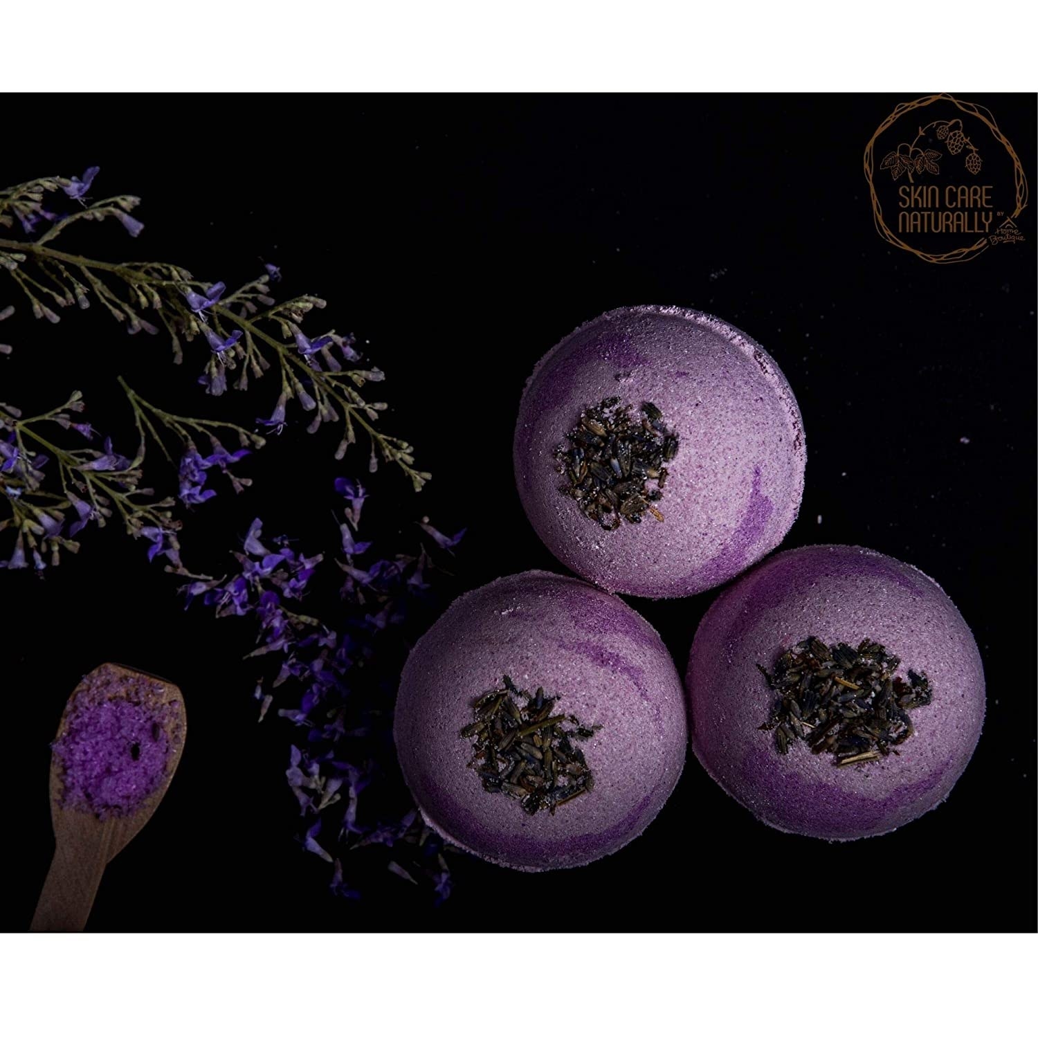 Three lavender bath bombs