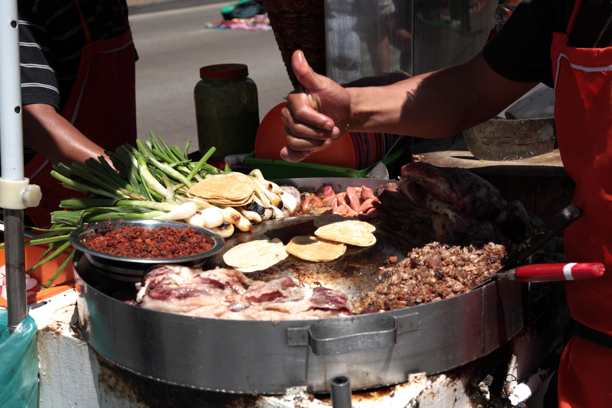 A taco stand in Mexico City.