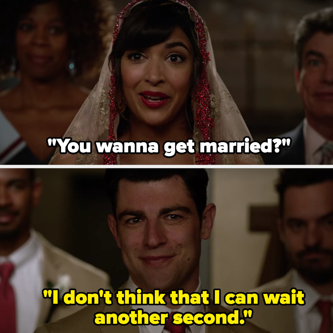 Cece asks if Schmidt wants to get married, and he replies &quot;I don&#x27;t think that I can wait another second&quot;