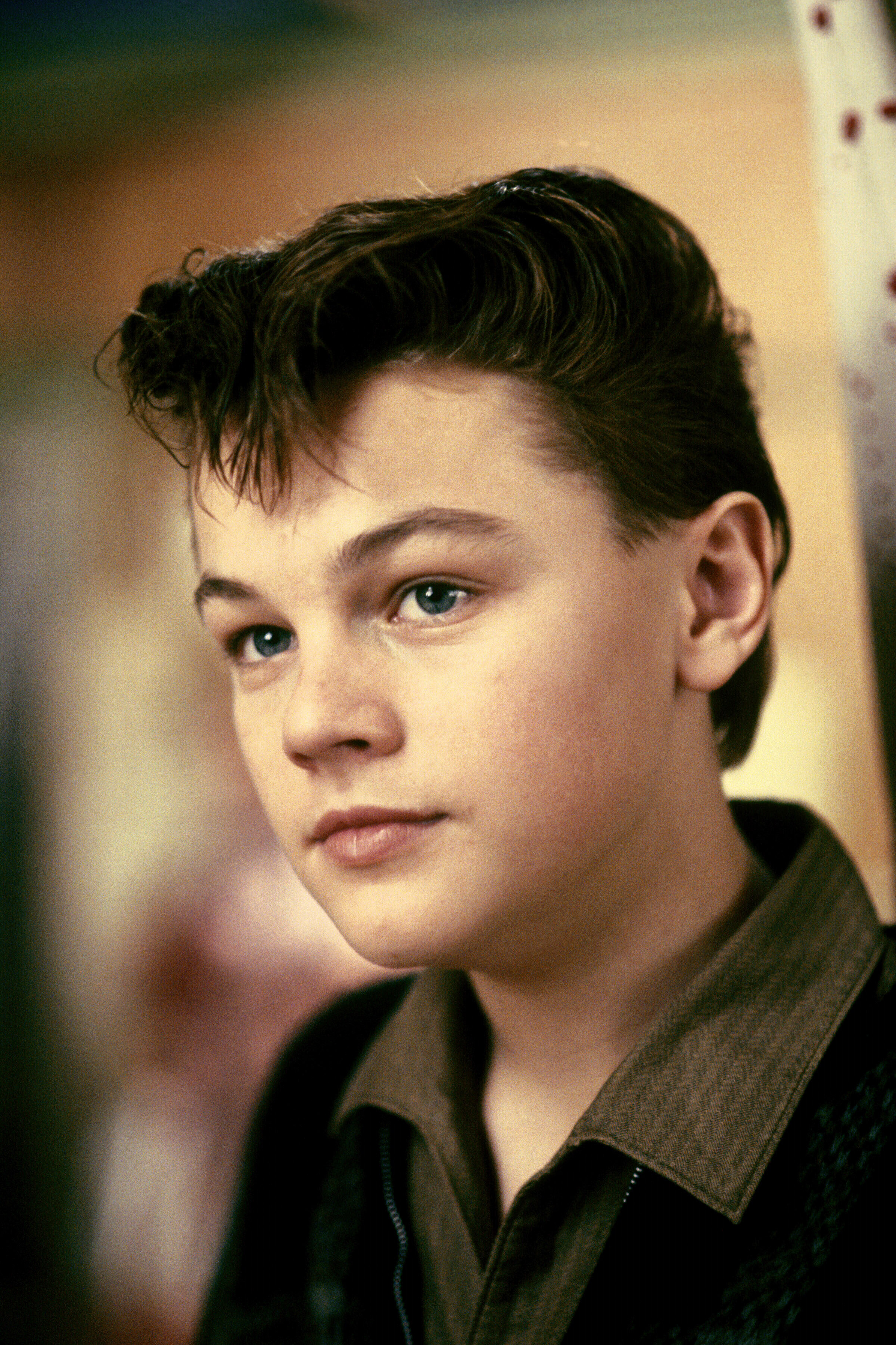A young Leonardo DiCaprio with a &#x27;50s style hairdo