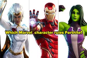 Storm, Iron Man, and She-Hulk Fortnite models