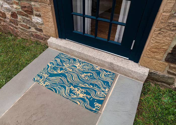 doormat with blue waves