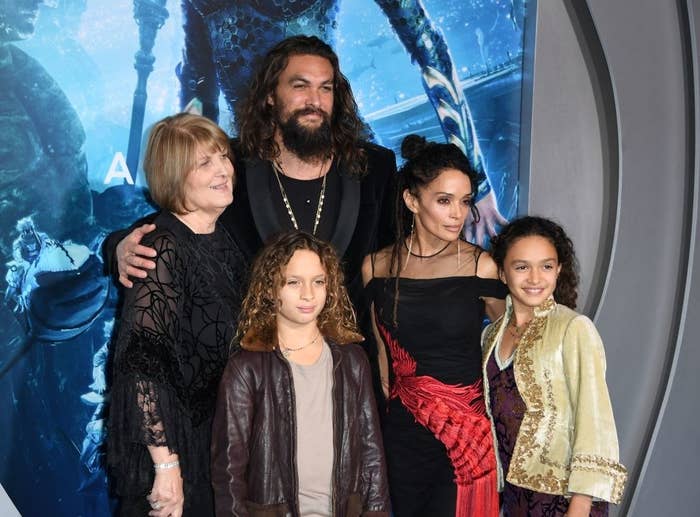 Jason Momoa, his son Nakoa-Wolf, his wife actress Lisa Bonet and daughter Lola arrive for the world premiere of &quot;Aquaman&quot;