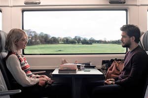 Lucy Boynton and Kit Harrington in Episode 3: “Strangers on a Train”