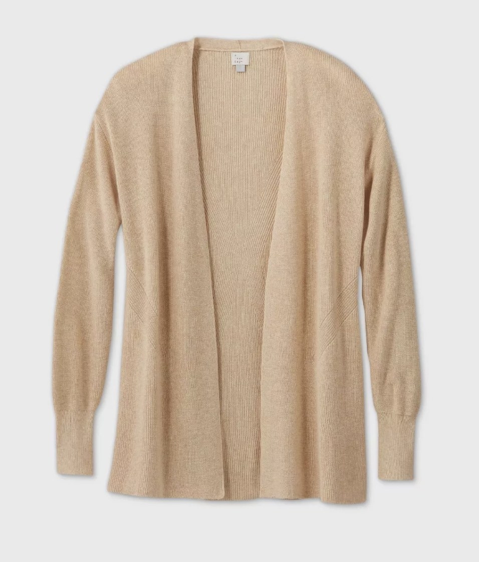 an image of the cardigan in camel