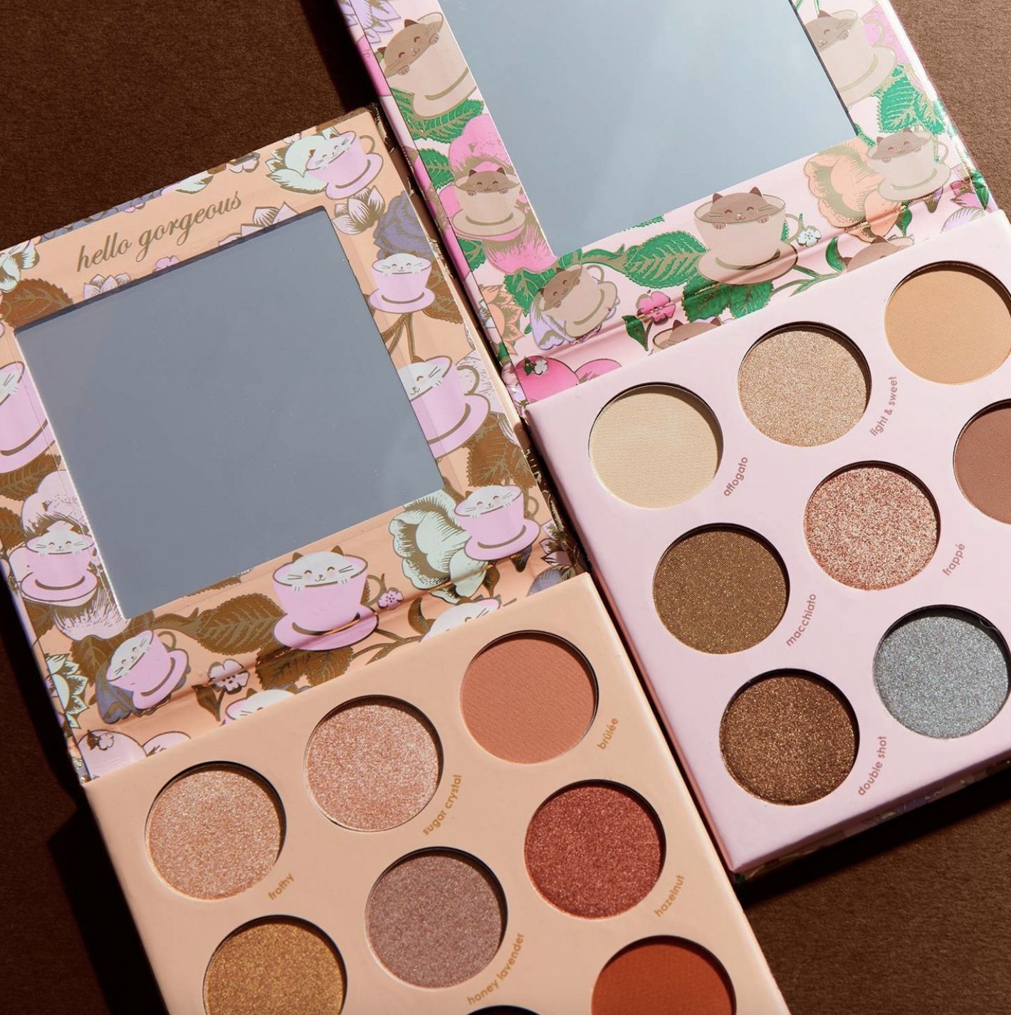 A set of eyeshadow palettes with warm and cool shades