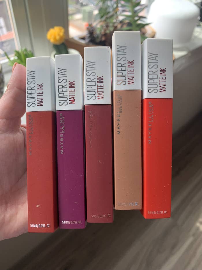 five different tubes of maybelinne superstay lipstick