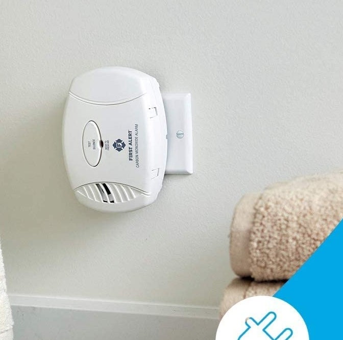 The carbon monoxide alarm plugged into a wall socket