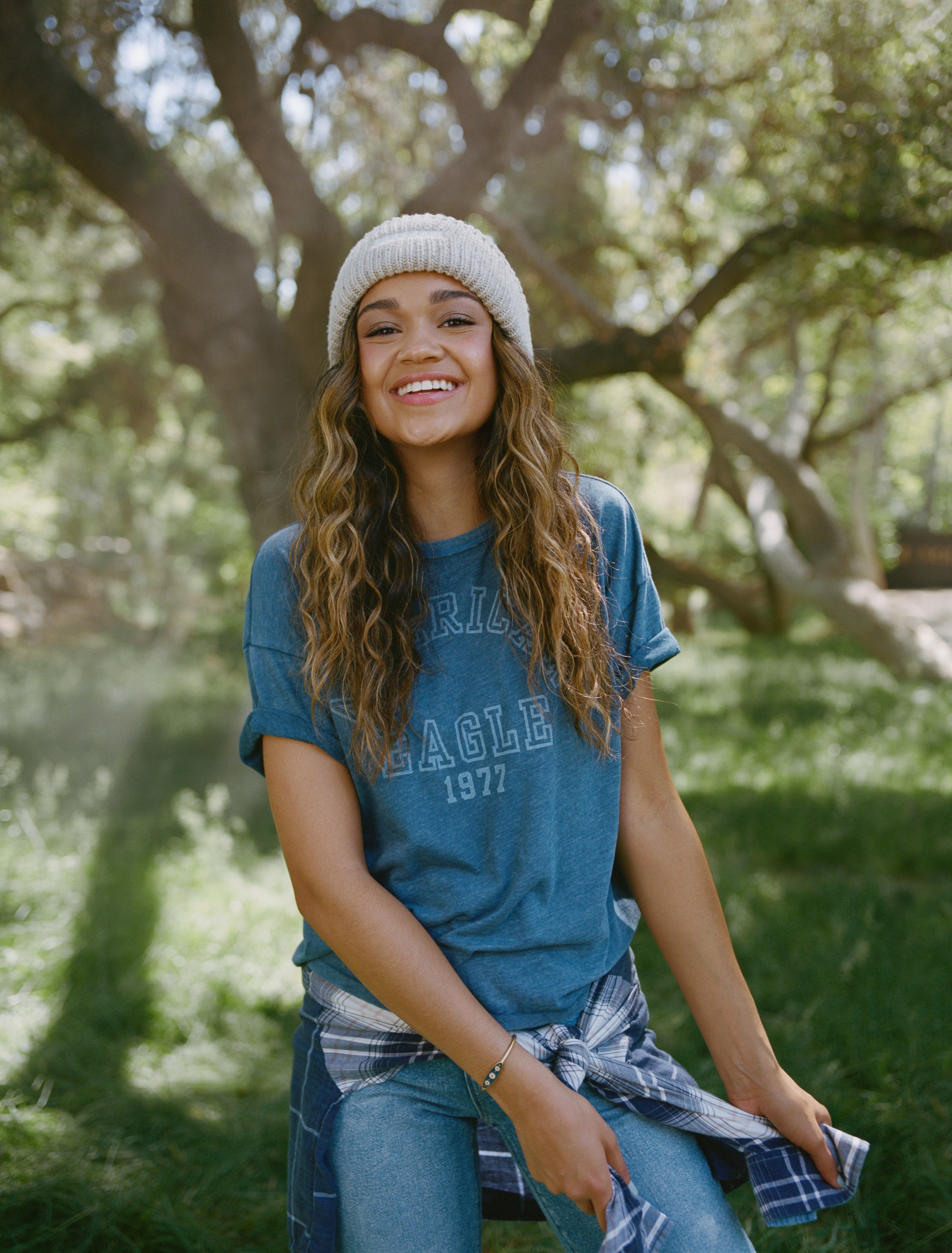 Model wearing American Eagle Graphic T-Shirt