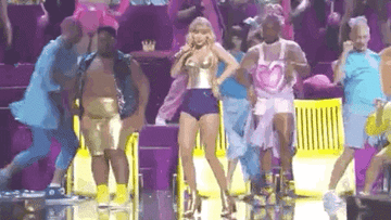 Gif of Taylor Swift performing You Need To Calm Down at the 2019 VMAs.