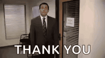 A gif from the office of michael bowing and saying thank you
