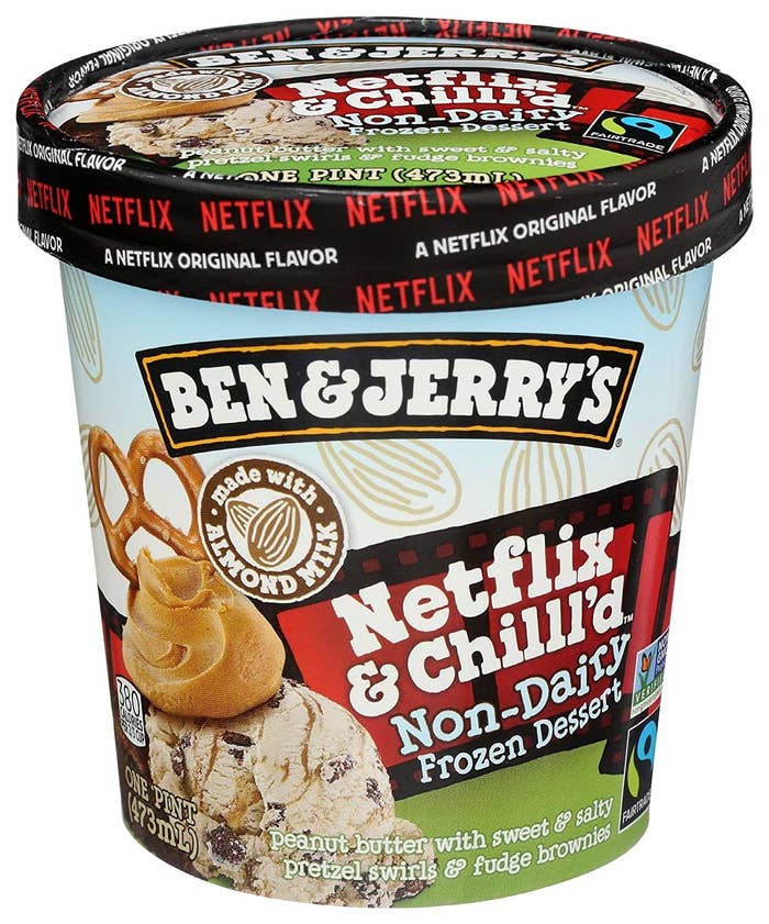 a pint of &quot;netflix and chill&#x27;d&quot; dairy free dessert