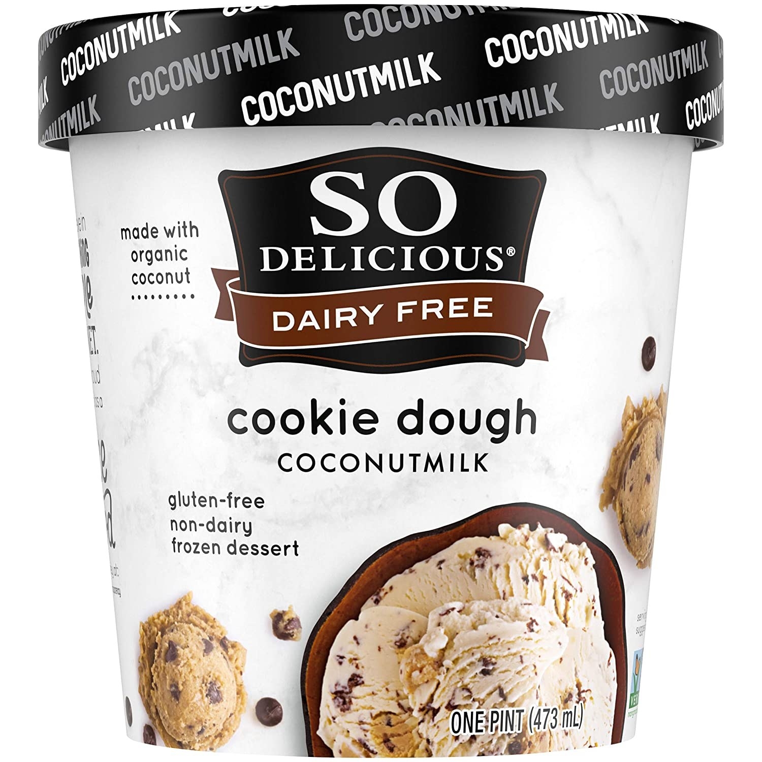 pint of so delicious dairy free cookie dough coconut milk ice cream