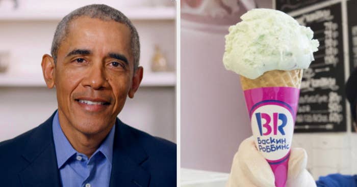 Barack Obama side by side with a Baskin-Robbins ice cream cone