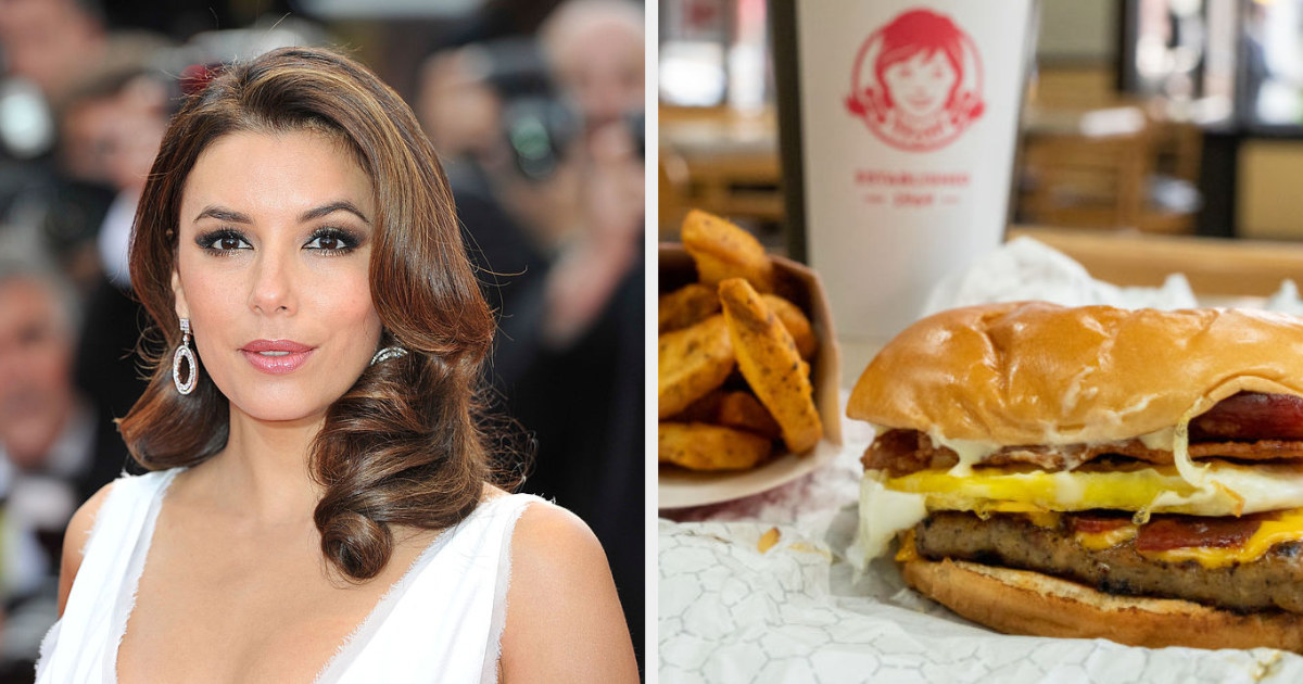 Eva Longoria side by side with a Wendy's meal