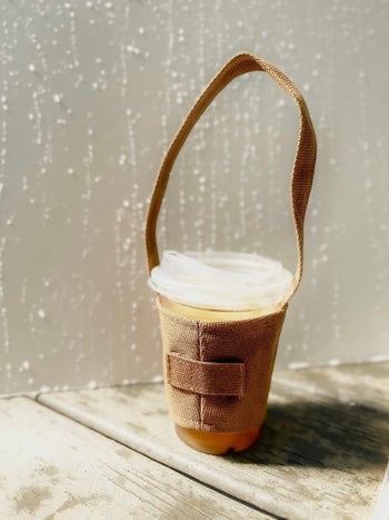 iced coffee cup inside the holder