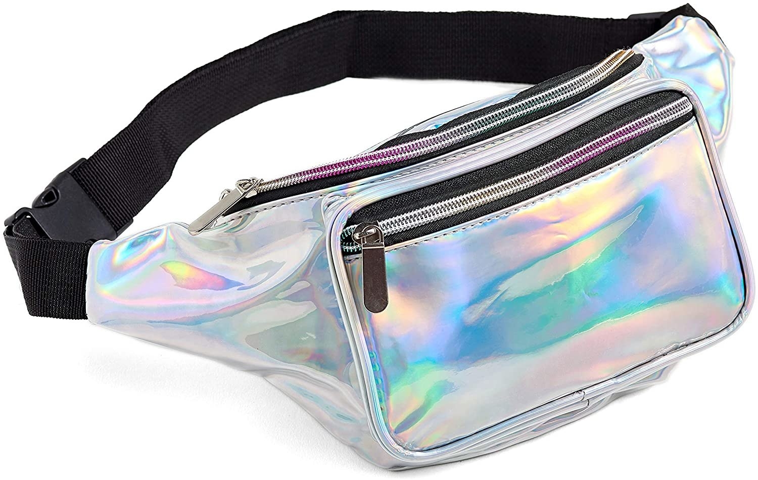fanny pack in silver fabric