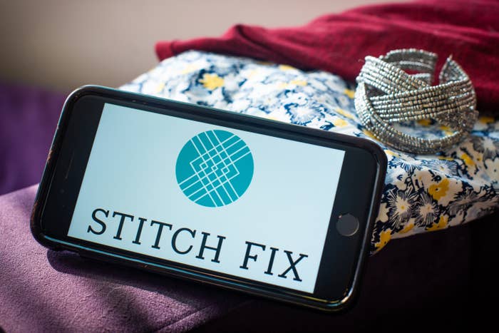 The Stitch Fix logo on a smartphone