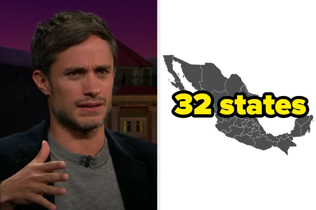 Gael Garcia Bernal looking confused at a map of Mexico