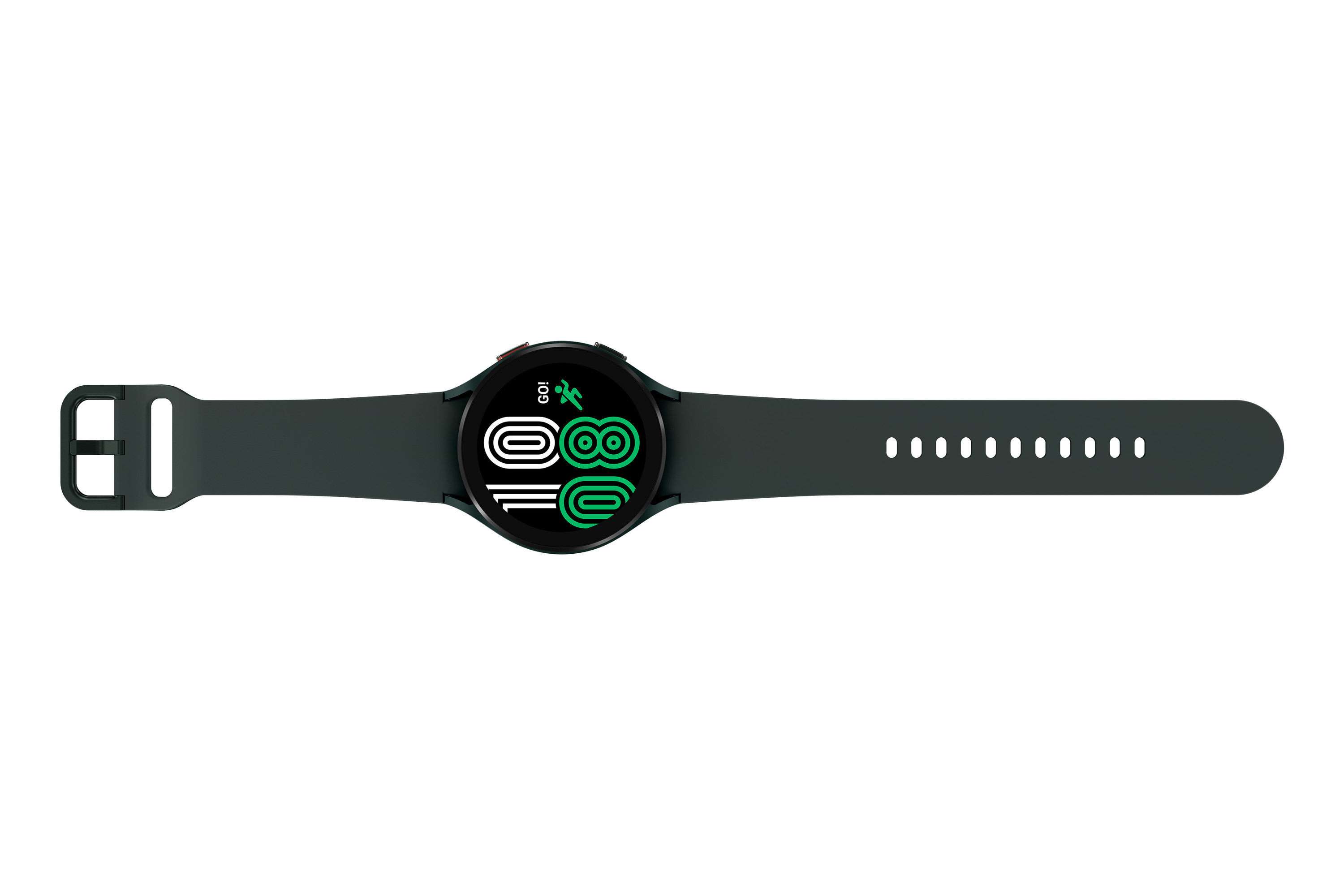 Product image of green Galaxy Watch4 laid out horizontally