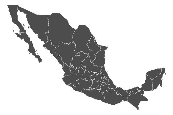 A blank map of Mexico