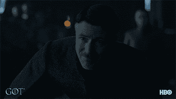 Petyr baelish, a backstabbing bitch, sighs when he learns of his fate