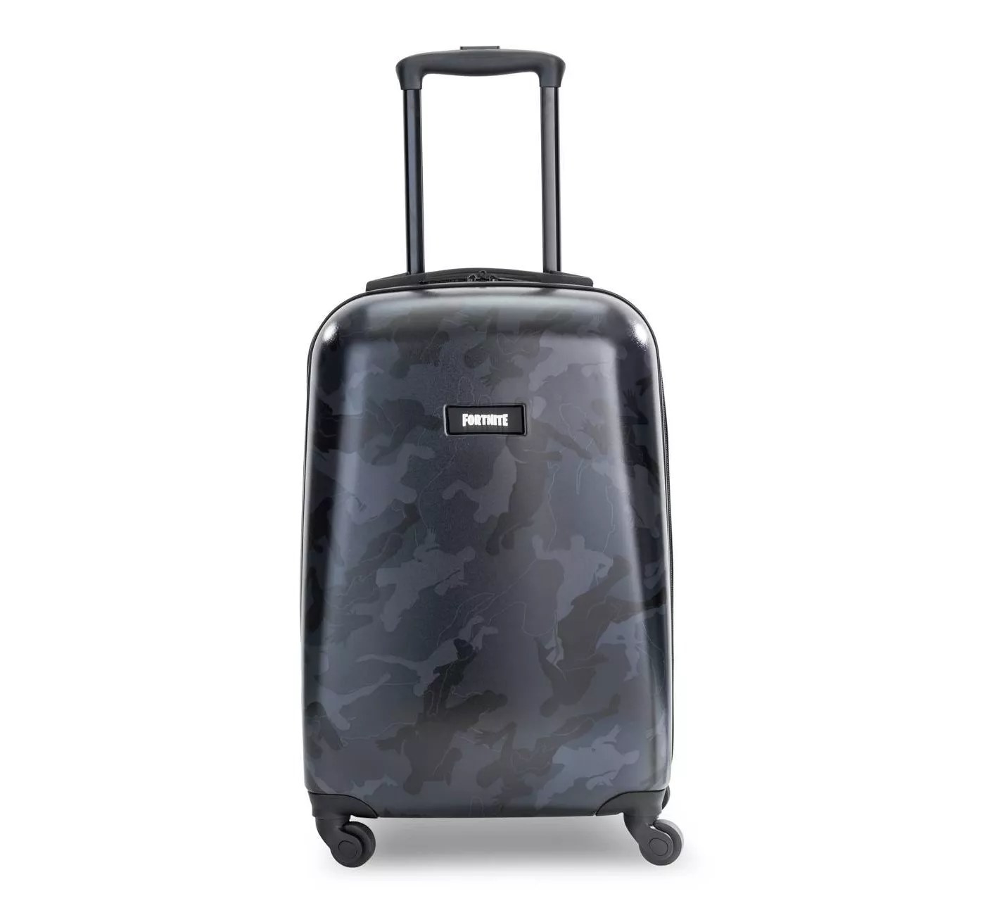 The black and gray camo suitcase