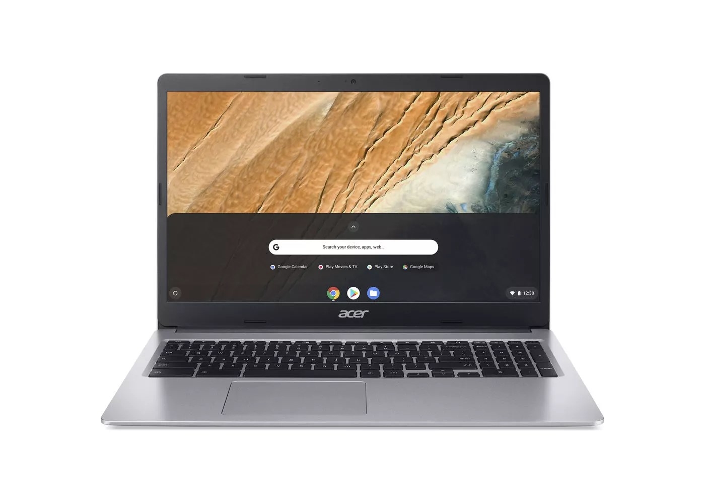 The silver and black laptop