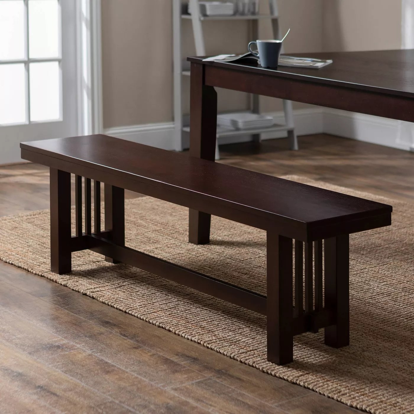 The cappuccino wood dining bench