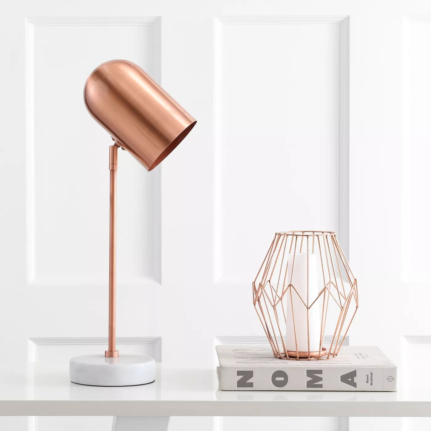 The copper and white table lamp