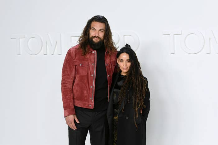 Jason Momoa and Lisa Bonet are photographed at a fashion show in 2020