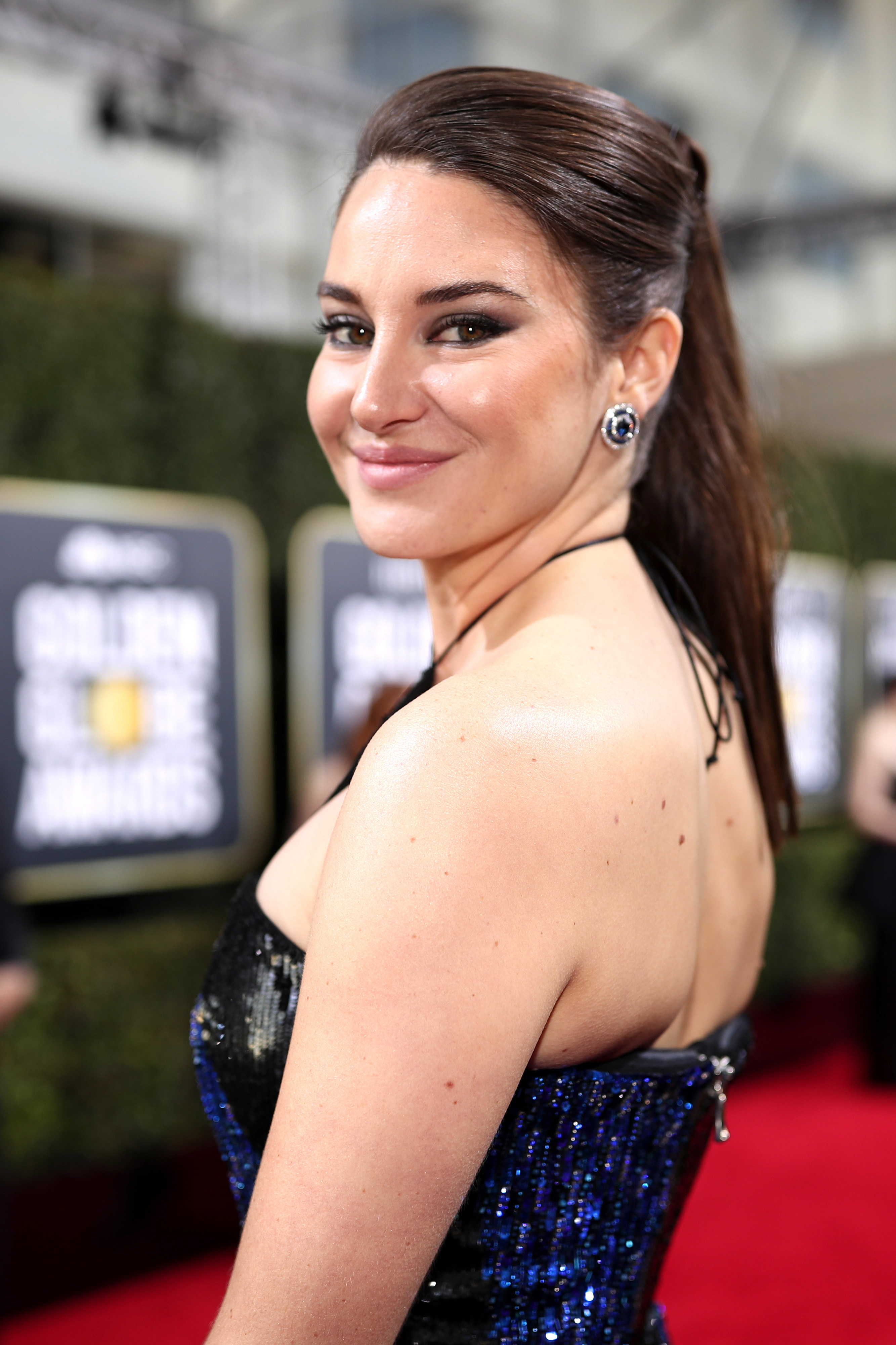 Shailene Woodley is pictured on the red carpet at the Golden Globe Awards in 2020