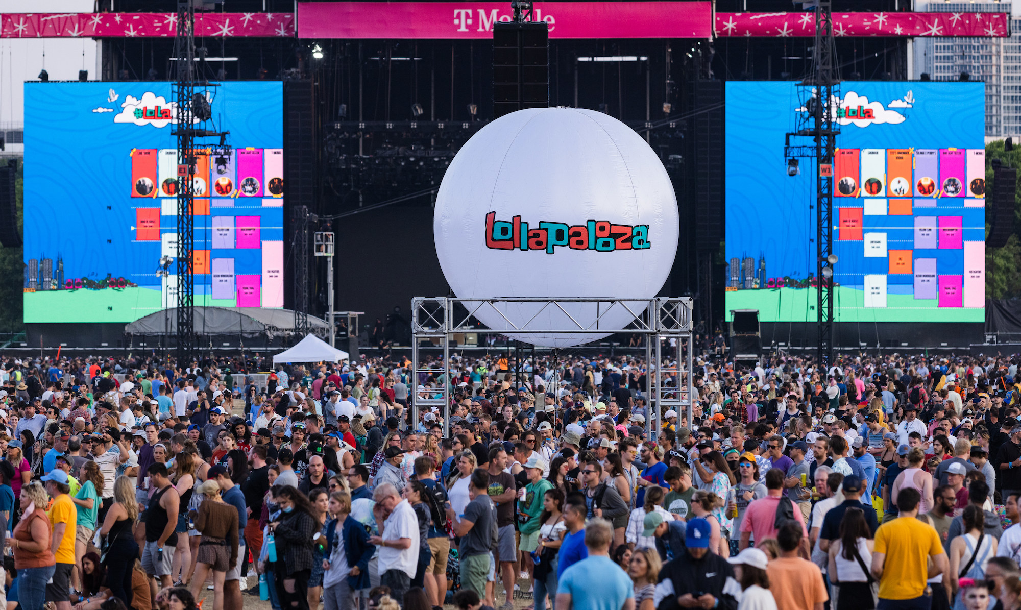 Thousands of young people pack into a festival venue for Lollapalooza in Chicago.