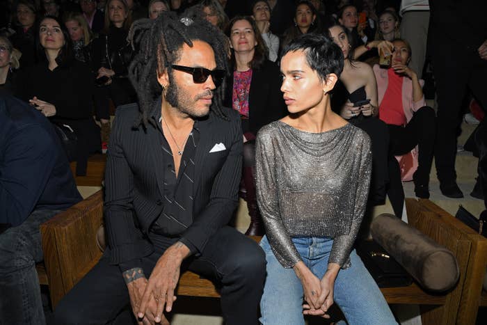 Lenny Kravitz and Zoë Kravitz attend a fashion show in 2020