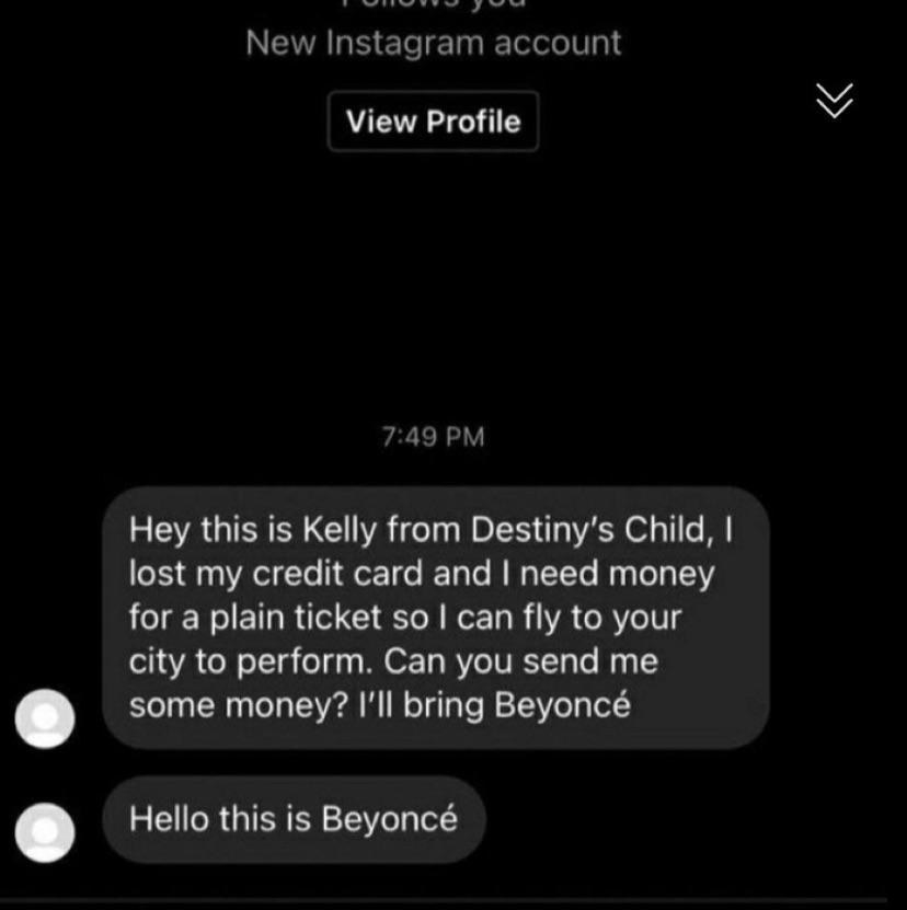 scammer says they are two members of destiny&#x27;s child