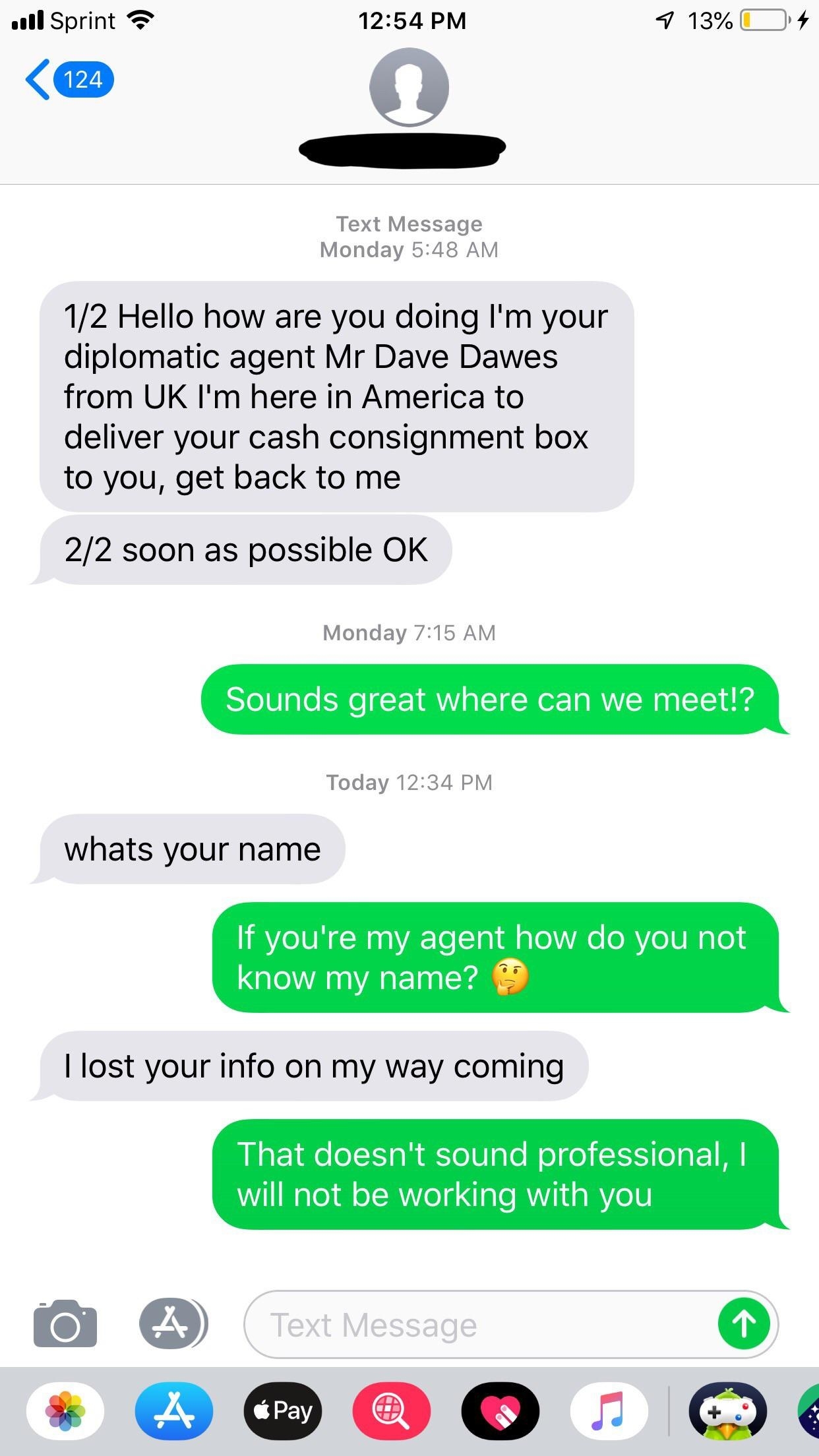 scammer says they are a diplomat