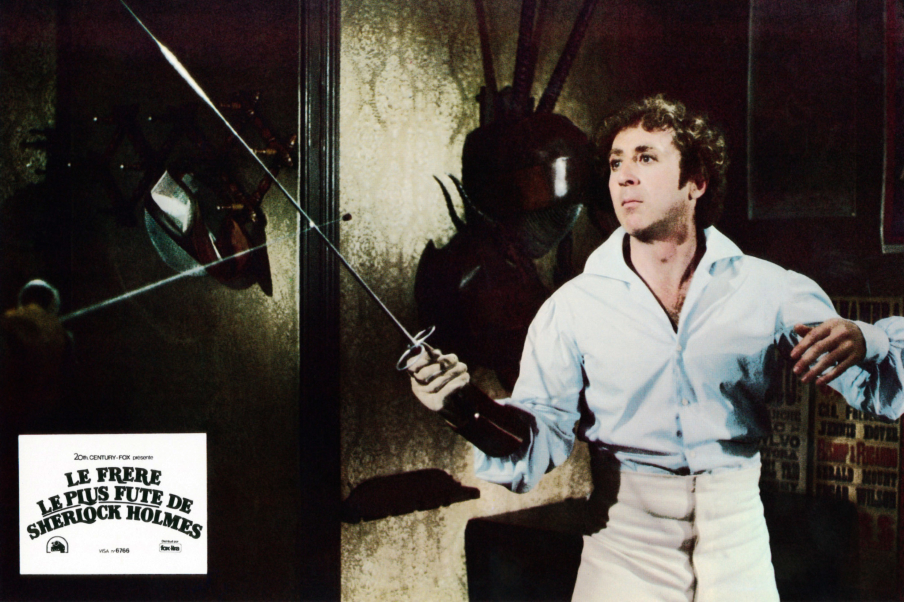 Gene Wilder holding a fencing sword