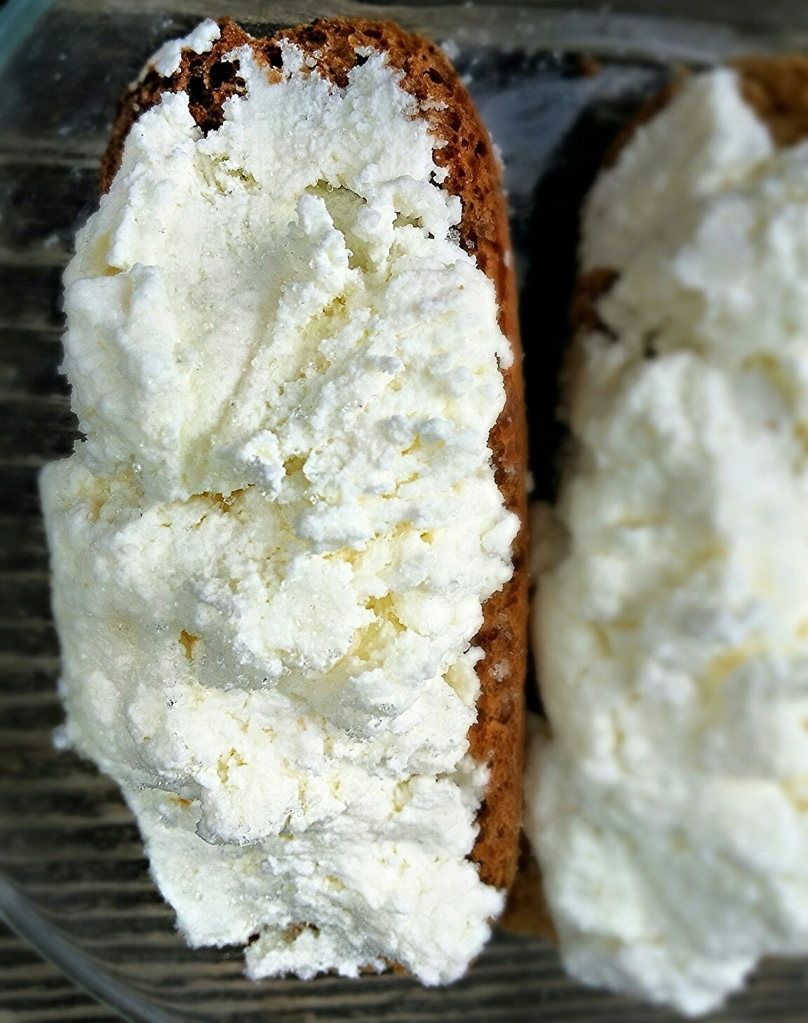 Whipped ricotta cheese on toast.