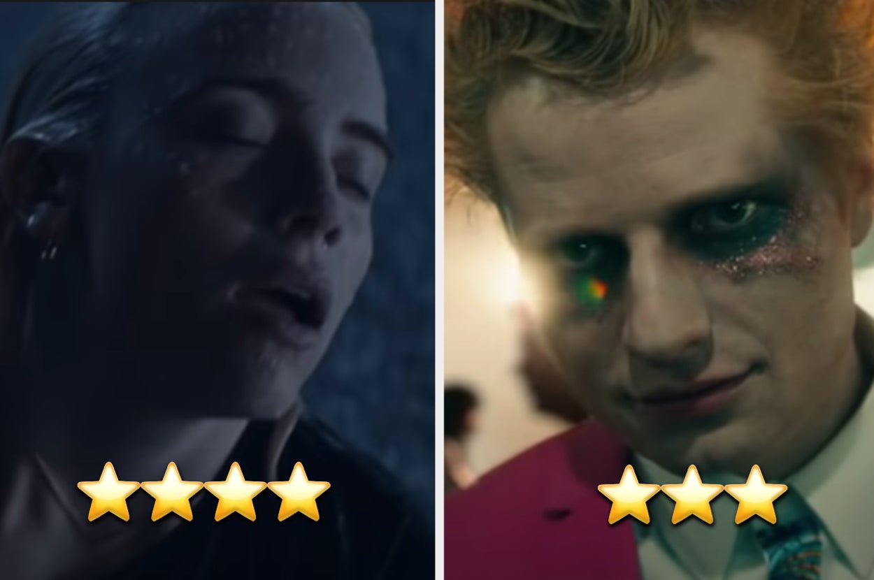 Billie Eilish is on the left marked with 4 stars and Ed Sheeran on the right marked with 3