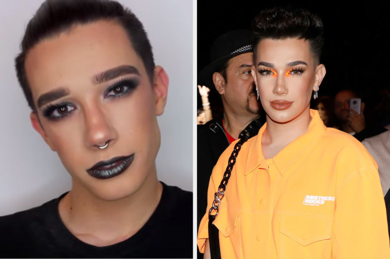 James Charles in 2016 and in 2021