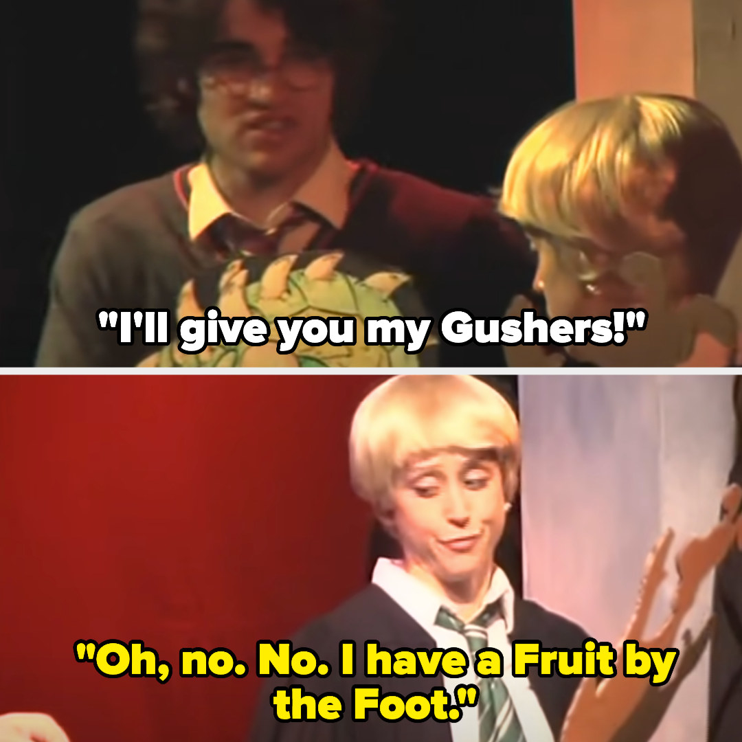 Harry says he&#x27;ll give Malfoy his gushers, but Malfoy says he has fruit by the foot