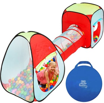 The tent, tunnel and ball pit with a blue carry bag