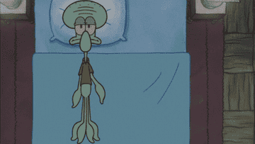 squidward rolling out of bed in the morning