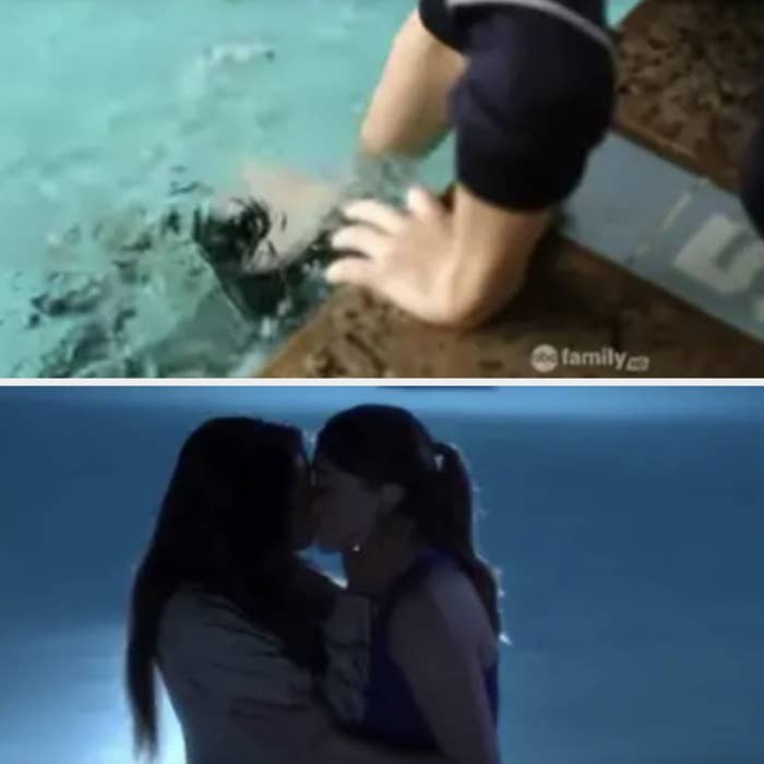 Paige shoves Emily&#x27;s head under water, they later kiss