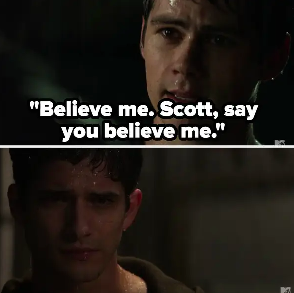 Stiles begs Scott to believe him