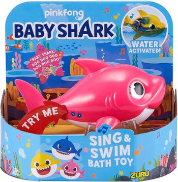 The baby shark bath toy in pink