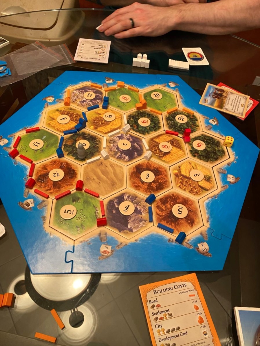 the reviewer&#x27;s photo of the Catan board game