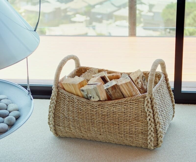 The basket in a home holding firewood