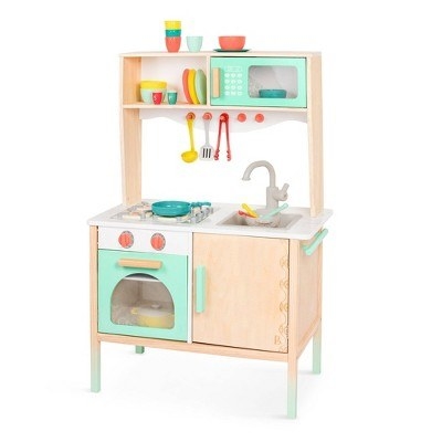 The wooden play kitchen