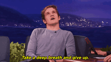 Comedian Bo Burnham on Conan telling people to &quot;take a deep breath and give up&quot;